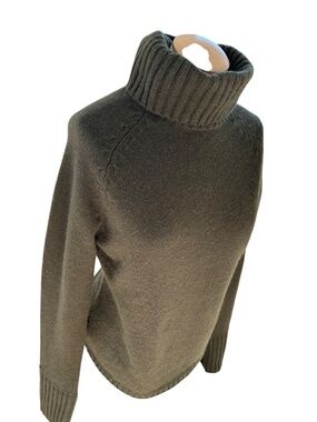 Banana Republic 100% Cashmere Vintage 90s olive green thick turtleneck sweater S